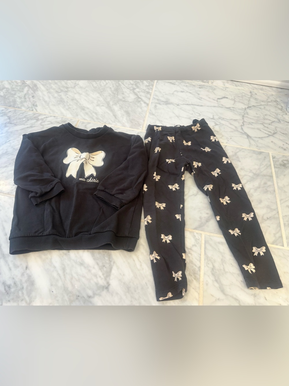 H&M Black Bow-Print Set